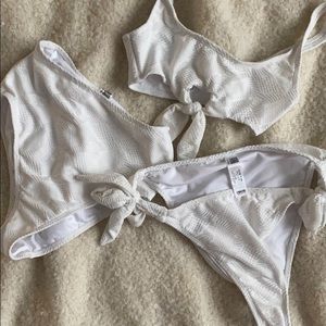 ASOS WHITE LACE LIKE BIKINI SET